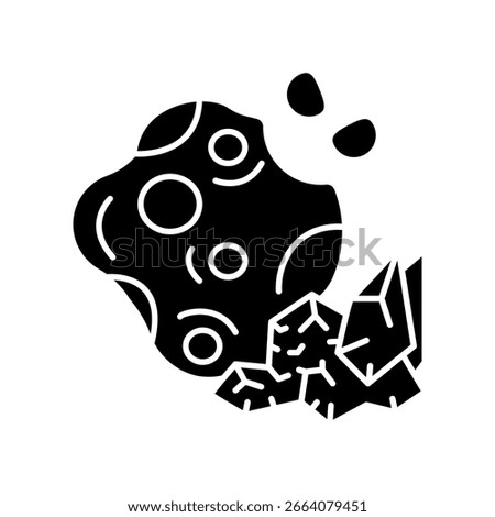 Rare metal resources black flat icon. Vector isolated element. 