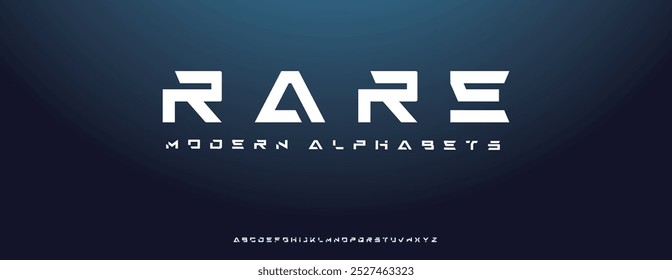 Rare modern minimal abstract alphabet fonts. Typography technology, electronic, movie, digital, music, future, logo creative font.