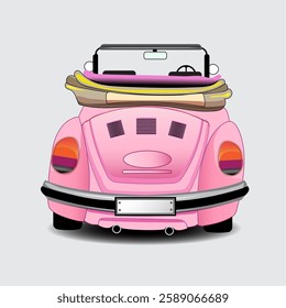 Rare old pink car vector illustration.