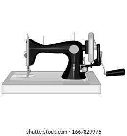 Rare sewing machine with manual drive - vector illustration. They're going against a white background.