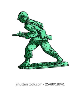 rare toy soldier hand drawn. miniature lead, plastic army, military figurine rare toy soldier vector sketch. isolated color illustration