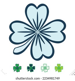 rare variation four leaf clover Luck charm vector colored and line art holiday irish Saint Patrick's Day, Lá Fhéile Pádraig