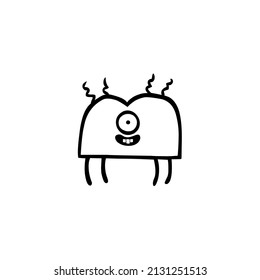Rare vector. White background. Alien monster icon. Basic illustration. One Monster in flat style.
