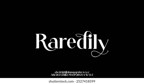 Raredily luxury elegant typography. Vintage font for wedding, invitation, logo, music, fashion, property vector illustration