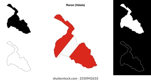 Raron blank outline map set
