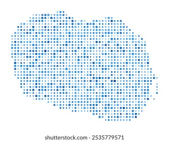 Rarotonga Dot Map. Island Digital Style Shape. Rarotonga vector image. Island shape blue circular dots. Artistic vector illustration.
