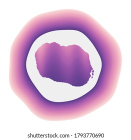 Rarotonga icon. Colorful gradient logo of the island. Purple red Rarotonga rounded sign with map for your design. Vector illustration.