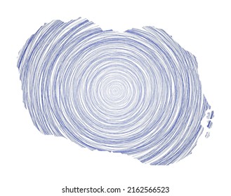 Rarotonga map filled with concentric circles. Sketch style circles in shape of the island. Vector Illustration.