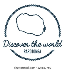Rarotonga Map Outline. Vintage Discover the World Rubber Stamp with Rarotonga Map. Hipster Style Nautical Rubber Stamp, with Round Rope Border. Rarotonga Map Vector Illustration.