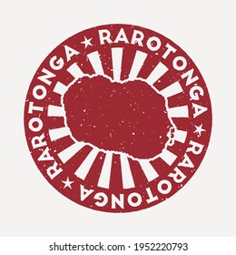 Rarotonga stamp. Travel red rubber stamp with the map of island, vector illustration. Can be used as insignia, logotype, label, sticker or badge of the Rarotonga.