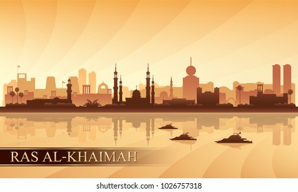 Ras al-Khaimah city skyline silhouette background, vector illustration
