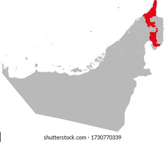 Ras al-Khaimah state highlighted on United Arab Emirates map. Business concepts and backgrounds.