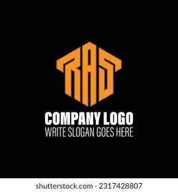 RAS letter logo design with polygon shape. logo design vector logo template