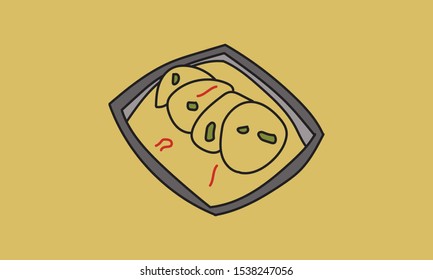 Ras Malai Indian Dessert Vector Hand Drawn Sketch