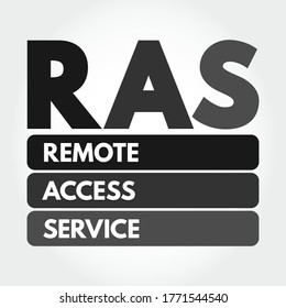 RAS: acrónimo del servicio de acceso remoto, fondo de concepto de tecnología