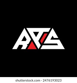 RAS triangle letter logo design with triangle shape. RAS triangle logo design monogram. RAS triangle vector logo template with red color. RAS triangular logo Simple, Elegant, and Luxurious design.