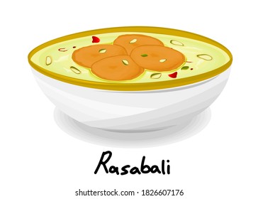 Rasabali indian Sweet Dish Food Vector