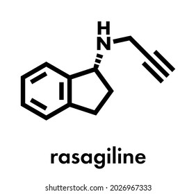 Rasagiline Parkinson's disease drug molecule. Skeletal formula.