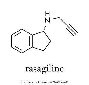 Molekül des Medikaments Rasagilin Parkinson. Skelettformel.