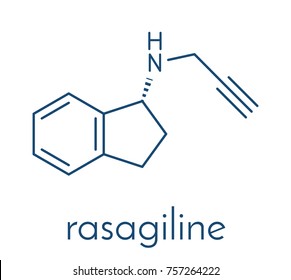 Rasagiline Parkinson's disease drug molecule. Skeletal formula.