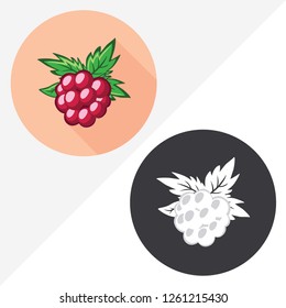 Rasberry Flat Vector Icon. Illustration Of Black And White Icons