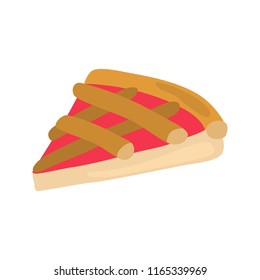 Rasberry Piece Of Pie Color Vector Icon. Flat Design