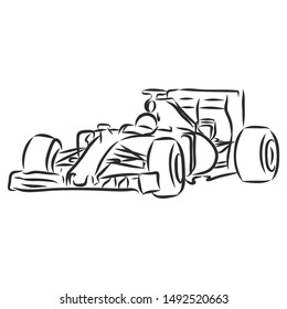 Rase car, contour vector illustration 
