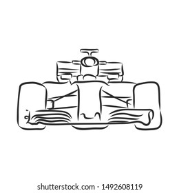 Rase car illustration,contour vector character 