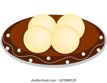 Rasgulla Bengali indian Sweet Dish Food Vector