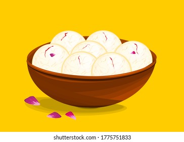 Rasgulla Bengali indian Sweet Dish Food Vector