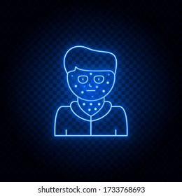 Icono vectorial de neón azul exantema .Fondo transparente. Icono de vector de neón azul