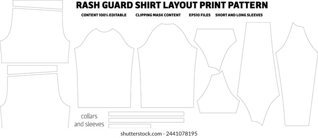 rash guard short and long sleeve uniform layout print pattern