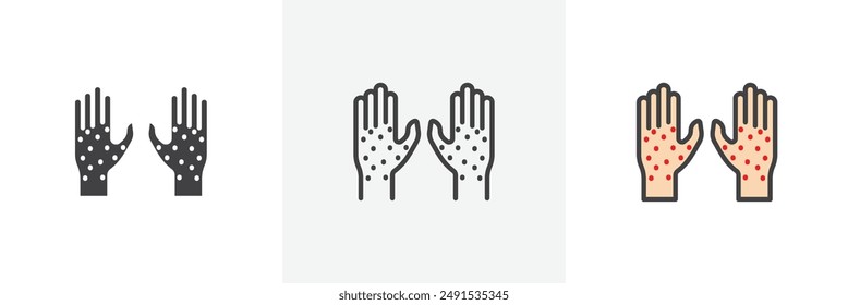 Rash hand colored icon set. Eps 10