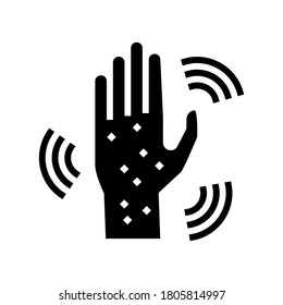 Ausschlag Hand Glyph Symbol Vektor. Ausschlag, Handzeichen. isoliertes Kontursymbol