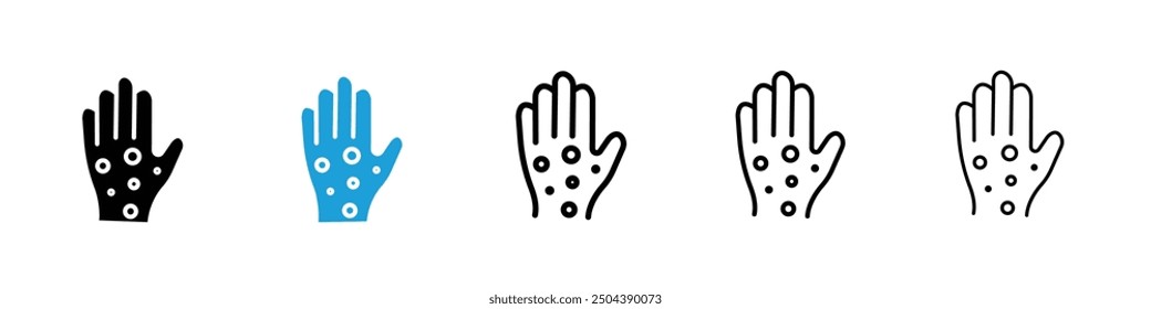 Rash hand icon in black and blue colors