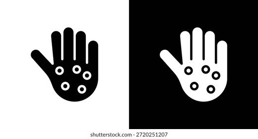 Pictograma plano negro del icono de la mano de la erupción. Para gráficos y Diseño web.