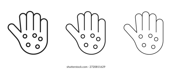 Rash hand icon thin line symbol on white background, editable stroke vector illustration