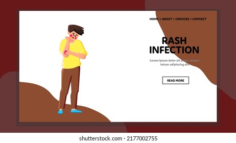 rash infection vector. monkeypox, skin virus, itchy disease rash infection web flat cartoon illustration