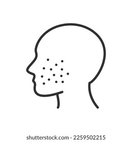 Rash on the face. Skin irritation, allergic reaction, linear icon. Line with editable stroke