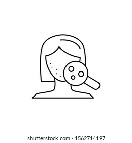 Rash Woman Face Magnifier Icon. Simple Line, Outline Vector Of Dermatology Icons For Ui And Ux, Website Or Mobile Application