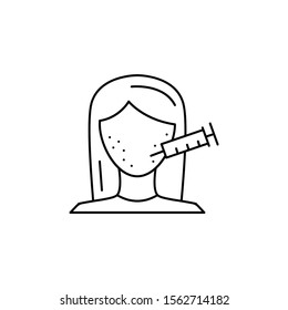 Rash woman injection icon. Simple line, outline vector of dermatology icons for ui and ux, website or mobile application
