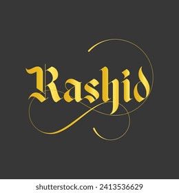 Rashid Golden name  design in vector