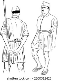 Rashtriya swayamsevak sangh Shakha In, ilustración del vestido Shakha RSS, dibujo de Rashtriya Swayamsevak Sang shakha man