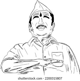 Rashtriya swayamsevak sangh Shakha prayer, RSS Shakha Vress ilustración, Sketch Drawing de Rashtriya Swayamsevak Sang shakha vestido al hombre