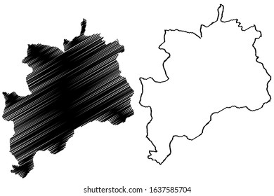 Rasina District (Republic of Serbia, Districts in Sumadija and Western Serbia) map vector illustration, scribble sketch Rasina map