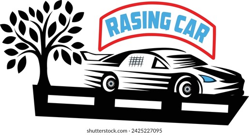 Rasing car vector and t shirt design