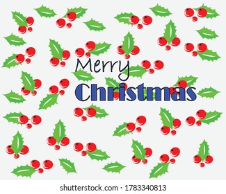 Rasp berries Christmas holly vector