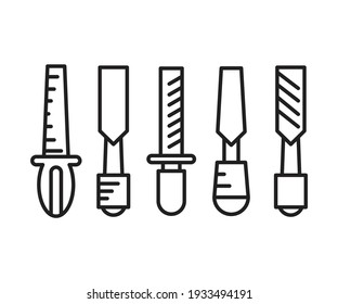 rasp and hand tool icons set vector