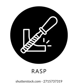 RASP Icon Button, Mini-Illustration beziehen sich auf Zimmerei, Holzindustrie. Für moderne Konzeption, UI, UX Web- und App-Entwicklung.