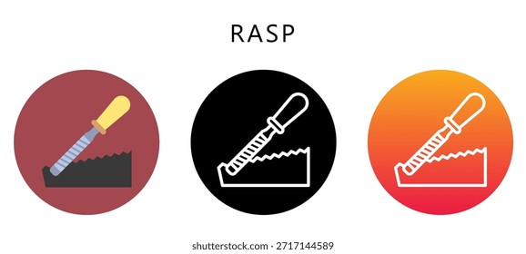 RASP Multi Style Icon, Flach, Linie, Glyphe, Lineal, Zweifarbig. Verwandt mit Tischlerei, Holzindustrie. Für moderne Konzeption, UI, UX Web- und App-Entwicklung.